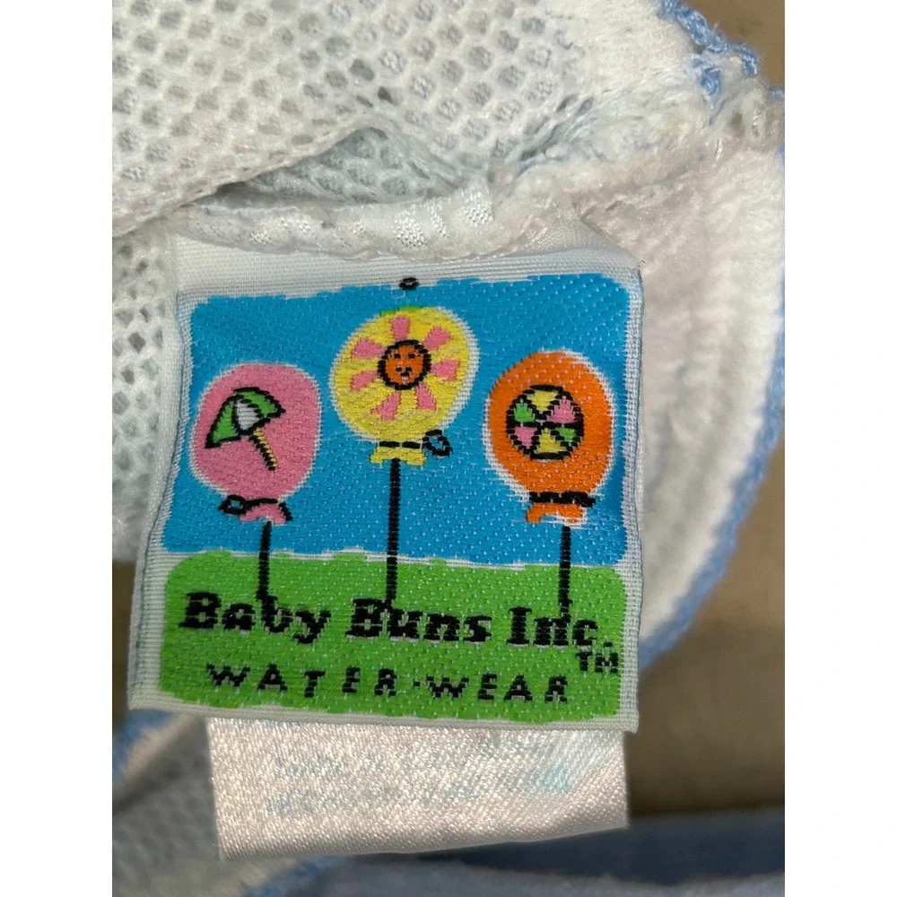 Baby Buns Blue Polka Dot Shell Embroidered 2 Piece‎ Skirted Swimsuit 12 Months